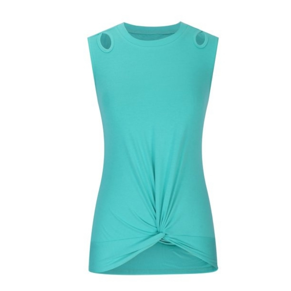 Teal Twist Front Sleeveless Top – Lightweight Fitted Summer Tank. Sz M C32